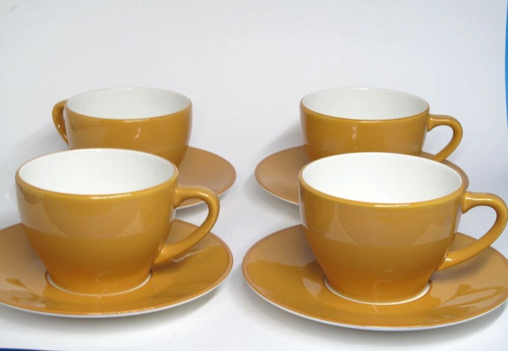 Williams sonoma Passano Orange Cups & Saucers 4 Sets